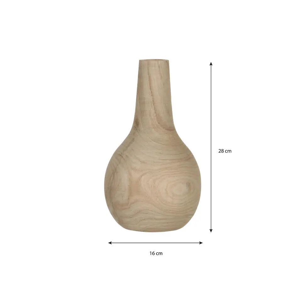 Mica Decorations Vaas - hout - bolvormig - 16 x 28 cm