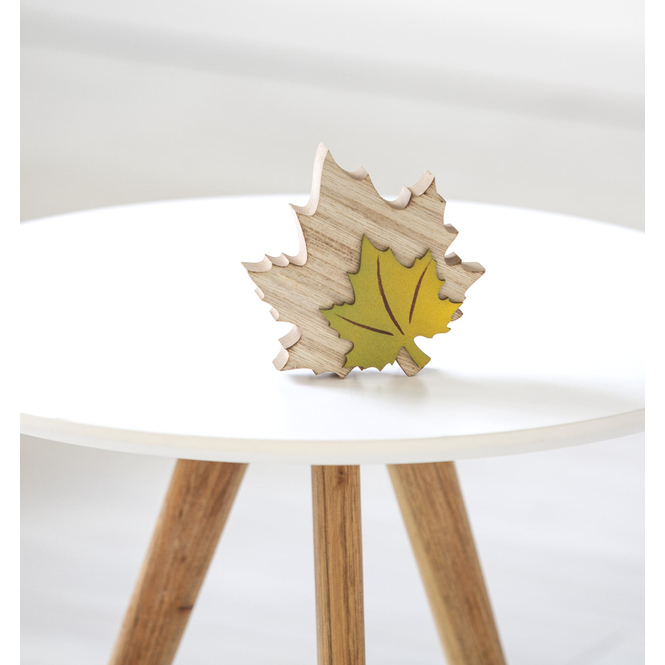 Deko-Blatt - aus Holz - ca. 13 x 11 x 2,5 cm - grün