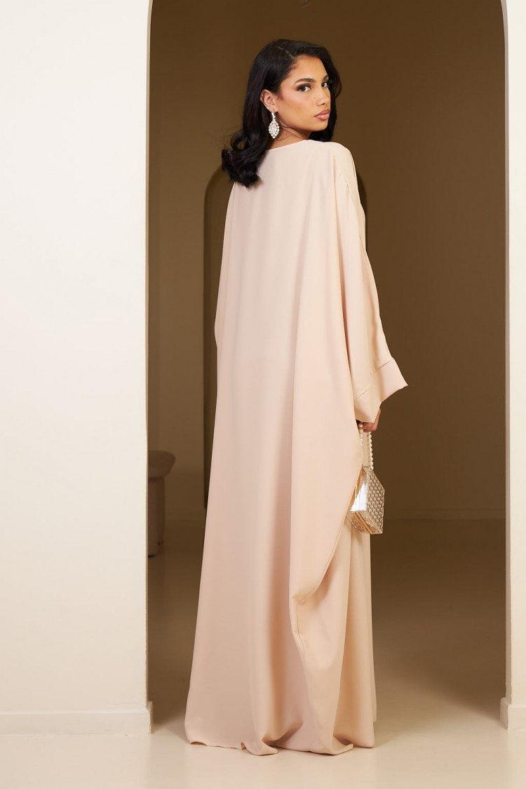 Abaya beige satinée uni