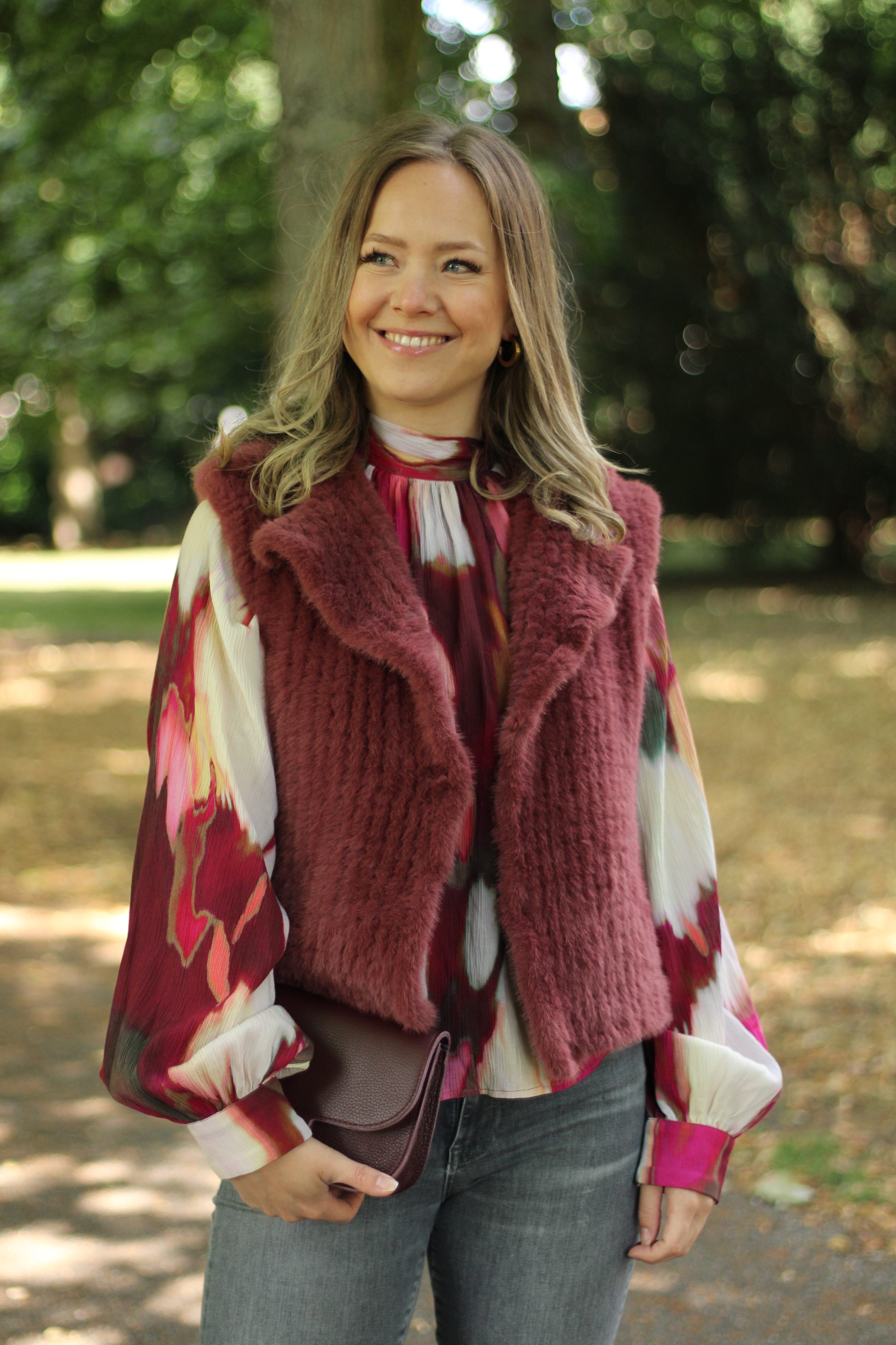 Rino & Pelle - Keasha Faux Fur Waistcoat - Red Ochre