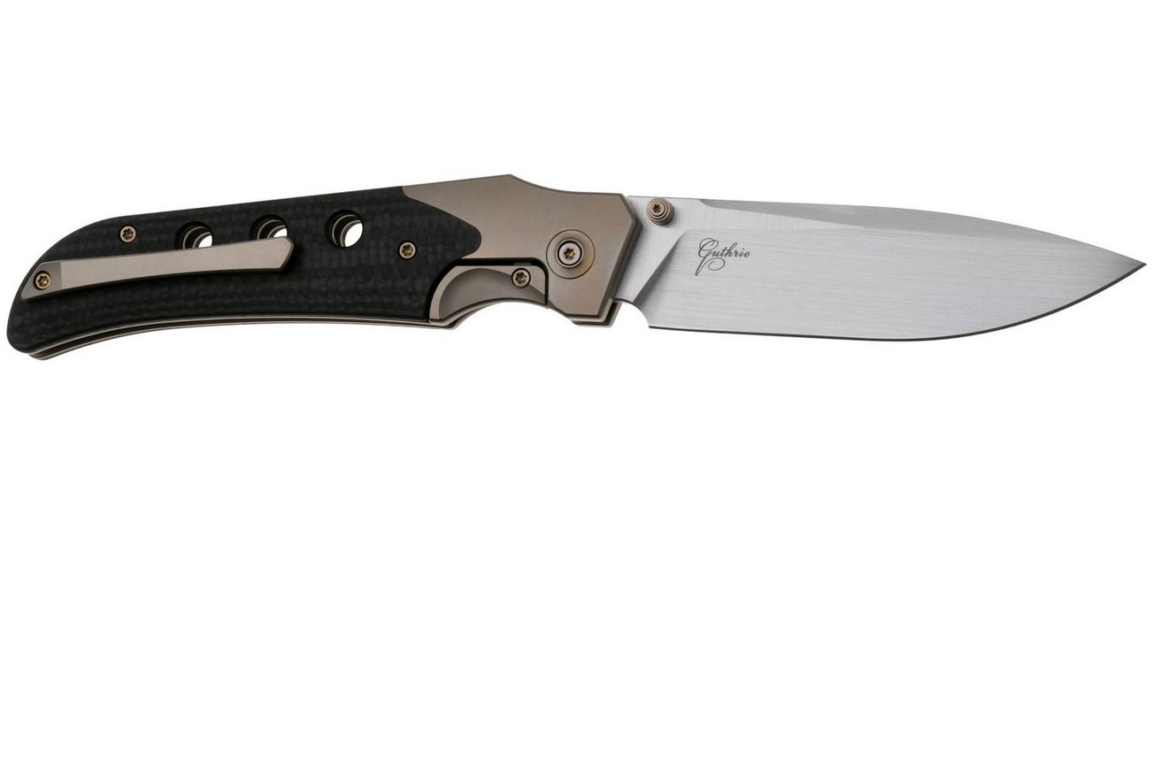 WE Knife Guthrie WE23072B-2 Satin Champagne Titanium, Twill Carbon Inlay, zakmes, Jason Guthrie Design