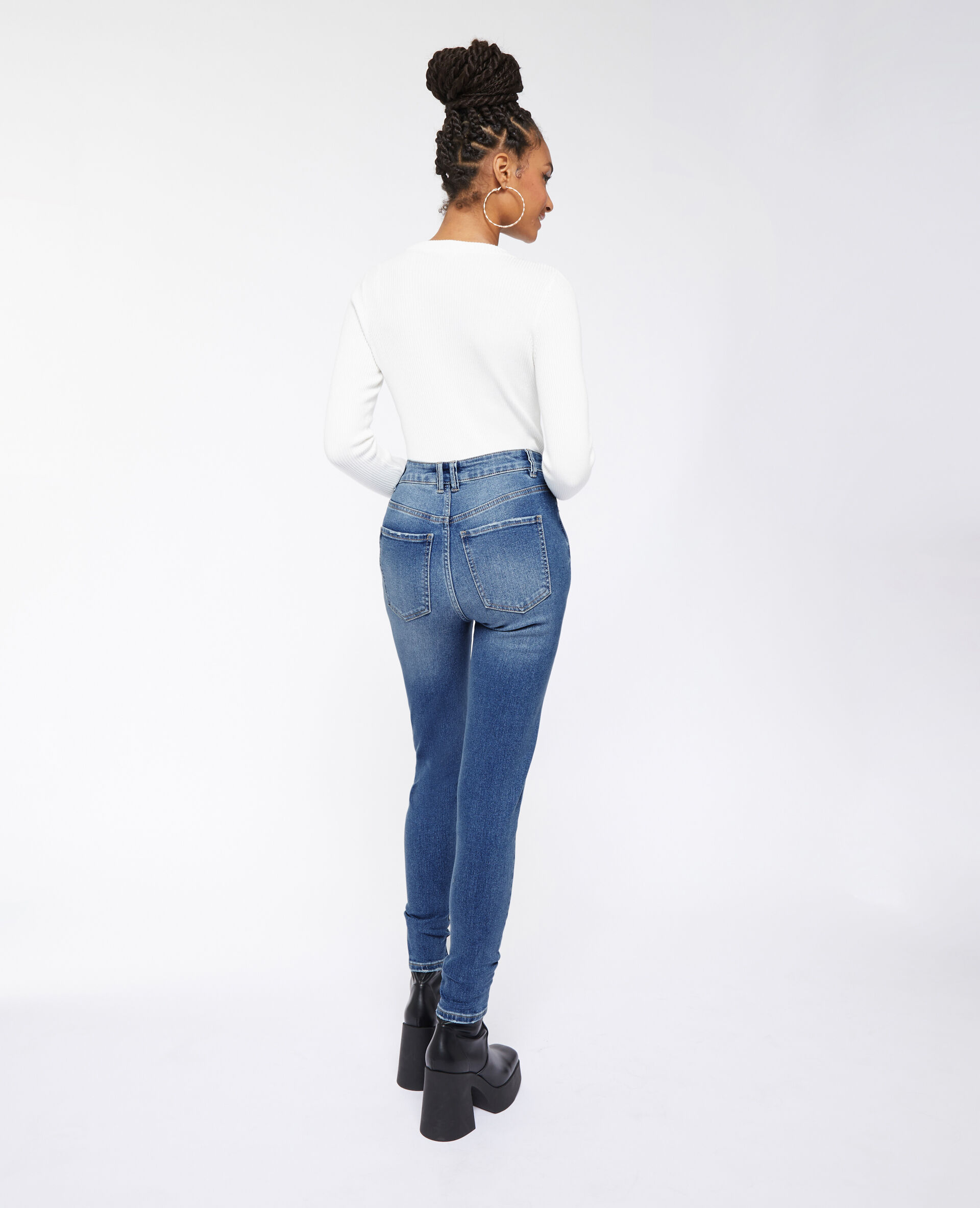 Jean skinny taille haute - Bleu