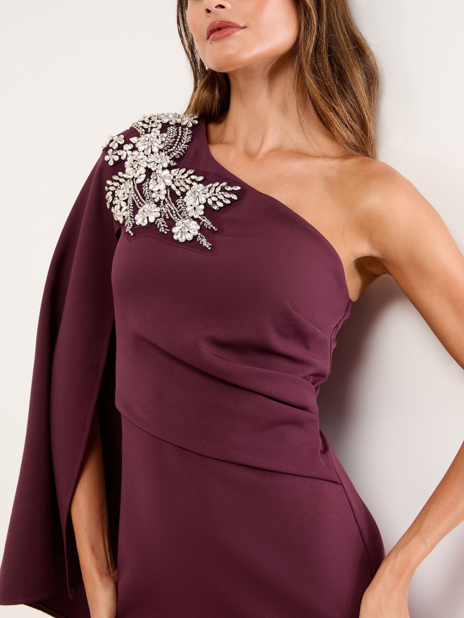 Lipsy Embellished Cape One Shoulder Mini Shift Dress