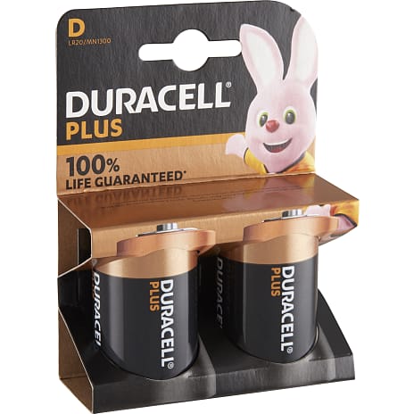 Duracell Plus D batterier 2-pak
