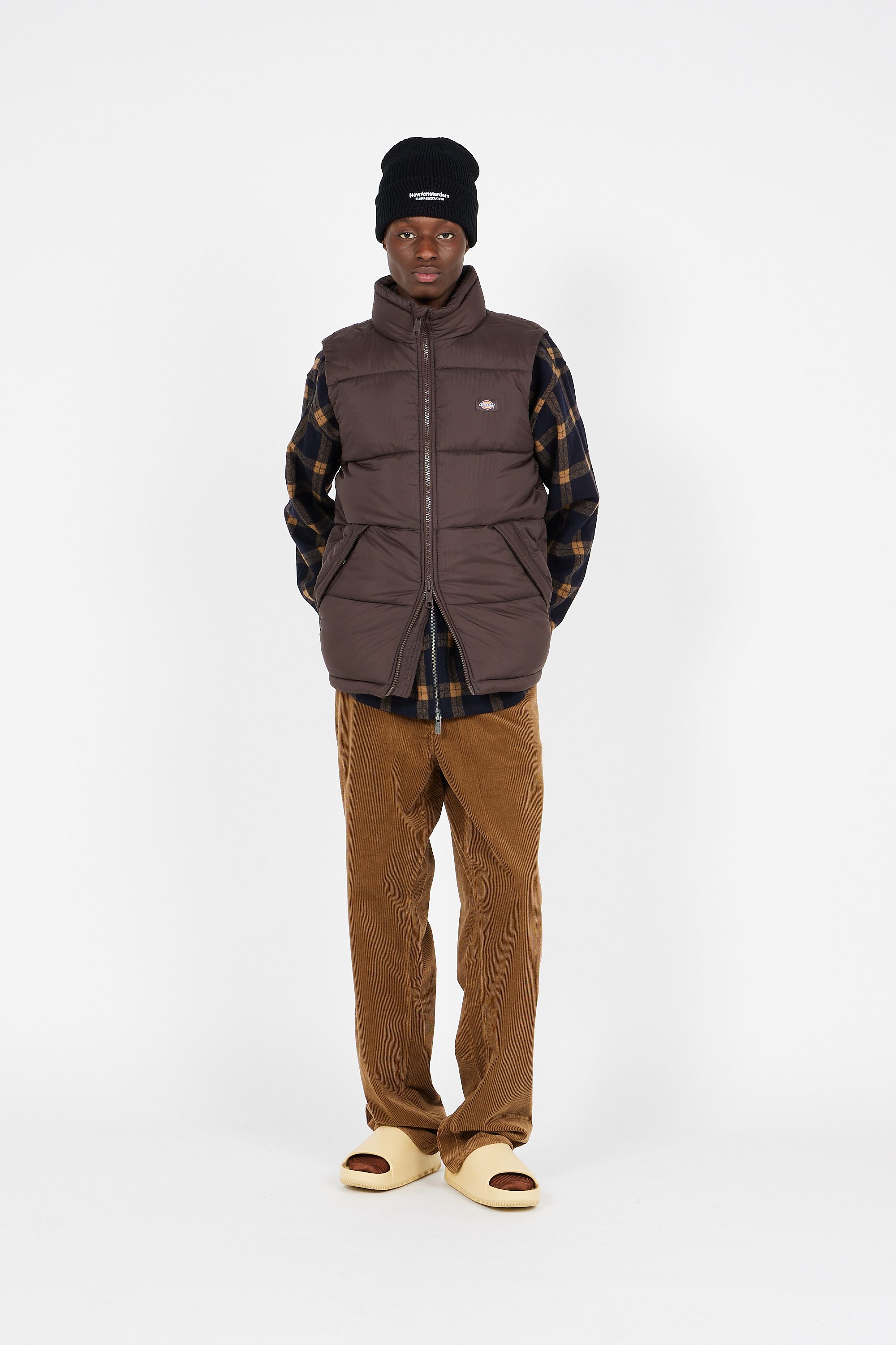 WASTED Veste SHIRT ZIP FEELER CHECK Marron