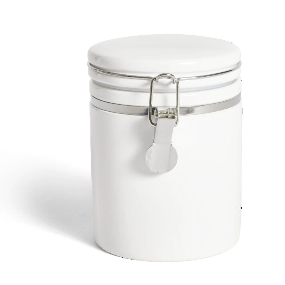 Pot en céramique blanc avec clip en métal Ø10xH13cm