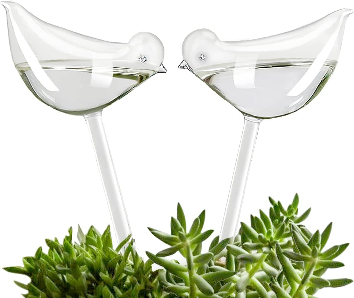 (2er Set) 25x10cm Automatischer Pflanzenbewässerungs Vogel (Indoor/Outdoor) - Transparent