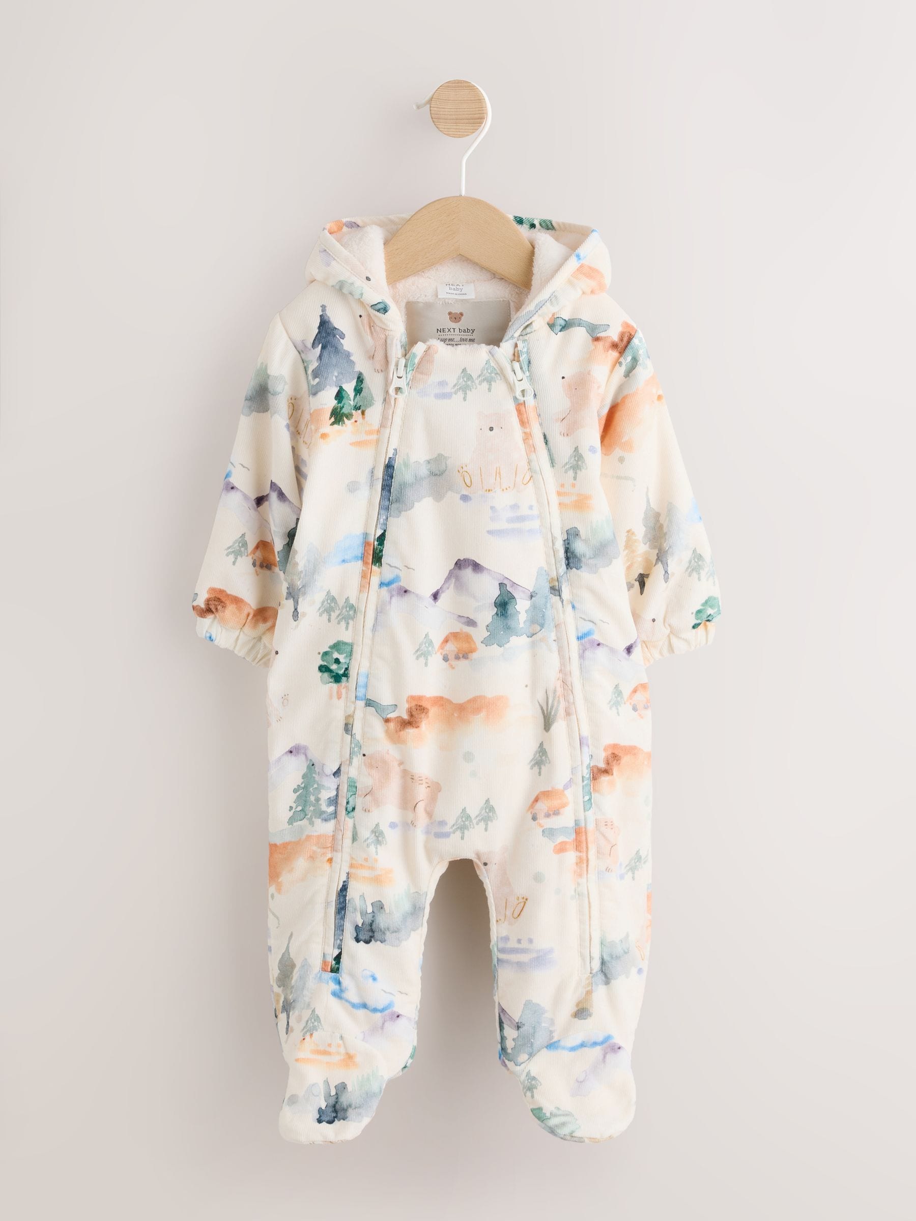 Blue Woodland corduroy met dierenprint - Baby kinderwagenpak (0 mnd - 2 jr)