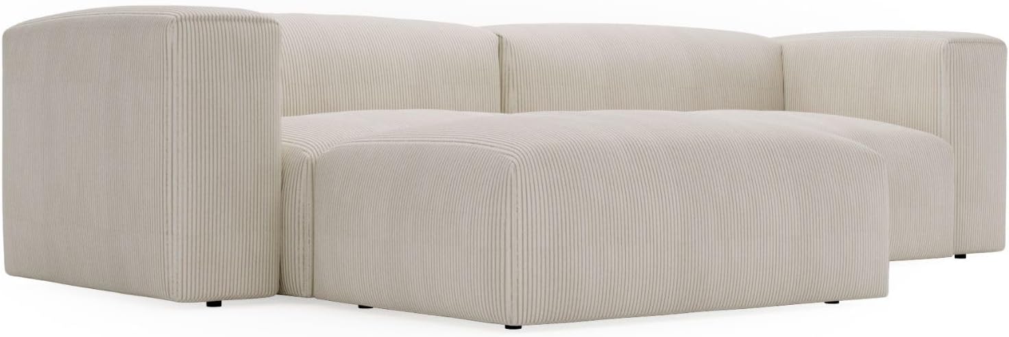 GRAINGOLD Landi Ecksofa 248x180 cm, L-Form Sofa, Ecksofa für Wohnzimmer, Cord Stoff, 4-Sitzer Eckcouch, Modernes Design (Creme, Links)