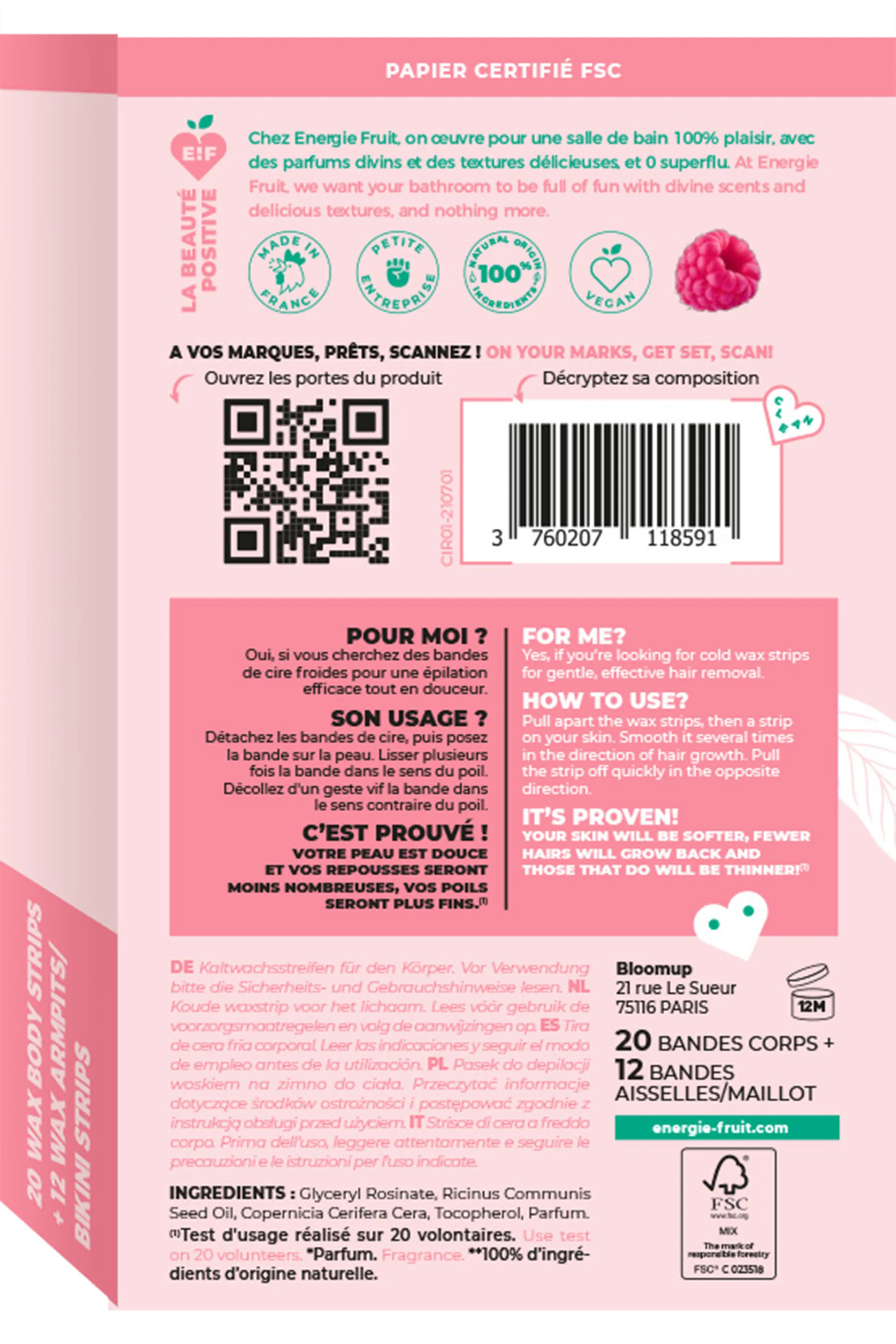 Energie Fruit Bandes de cire froide corps aux fruits rouges