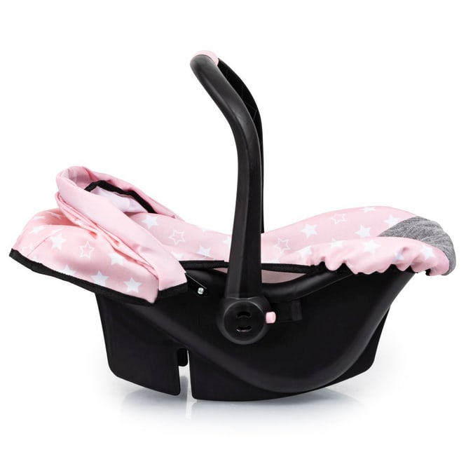 Puppen-Autositz - rosa/grau mit Sternchen