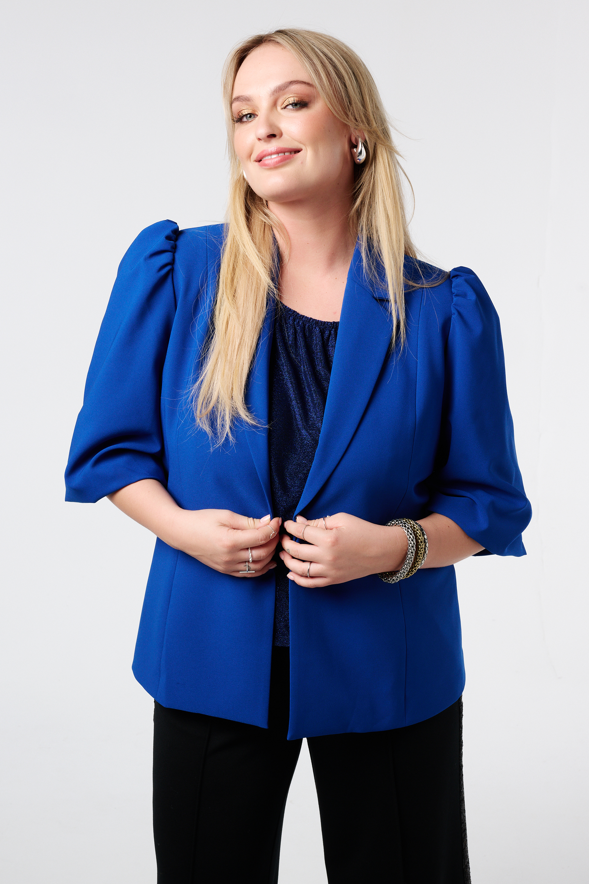 Blazer met pofmouwen Kobalt blauw