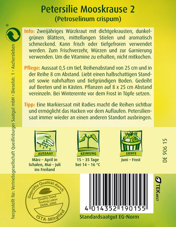 Quedlinburger Samen Petersilie 'Mooskrause 2'
