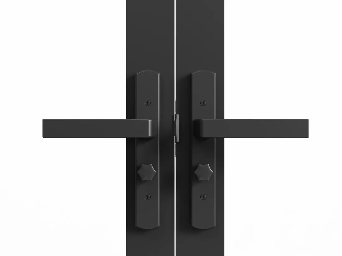 Bloc porte à deux battants en aluminium et verre trempé - 2 x H204 x L93 cm - Noir - SEROTO