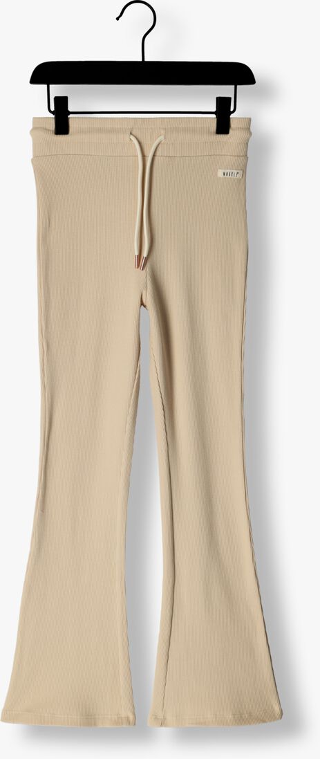 NOBELL beige nobell flared broek sady waffled rib jersey flared pants