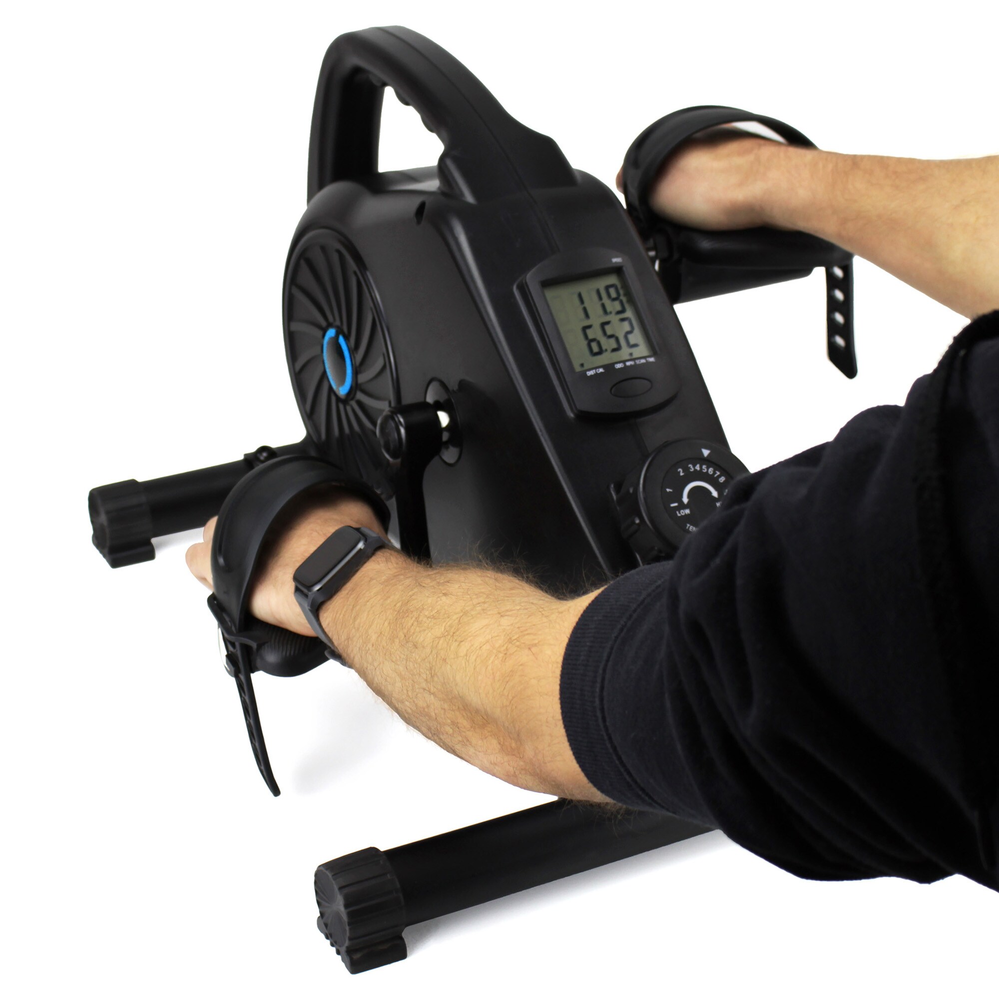 Acrotec Mini Bike Pedaltrainer für Heim und Büro, Magnetwiderstandstechnologie, 8 stufig einstellbar, LED Funktionsdisplay