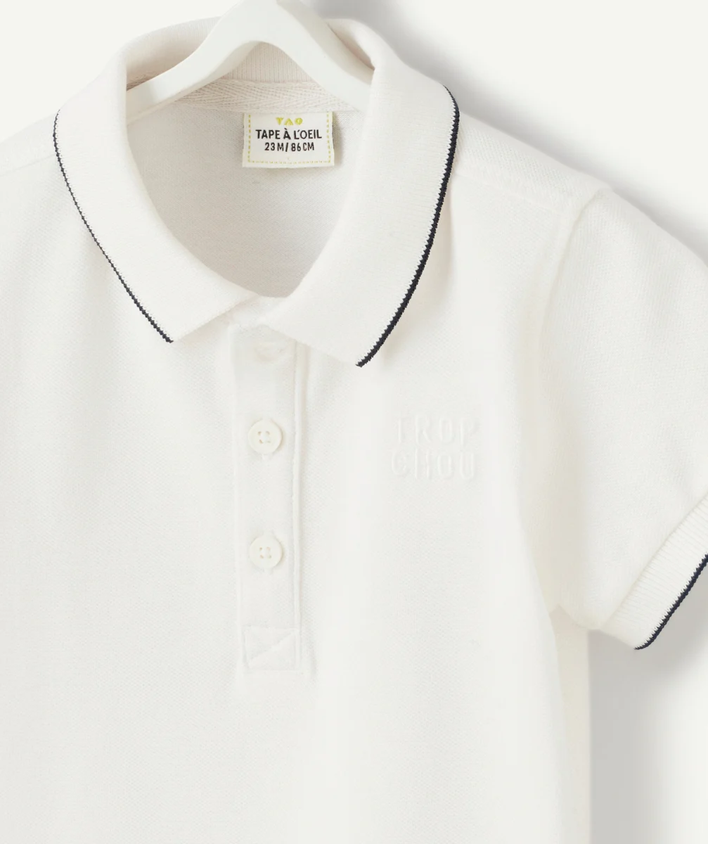 POLO BÉBÉ GARÇON EN COTON BLANC AVEC MESSAGE