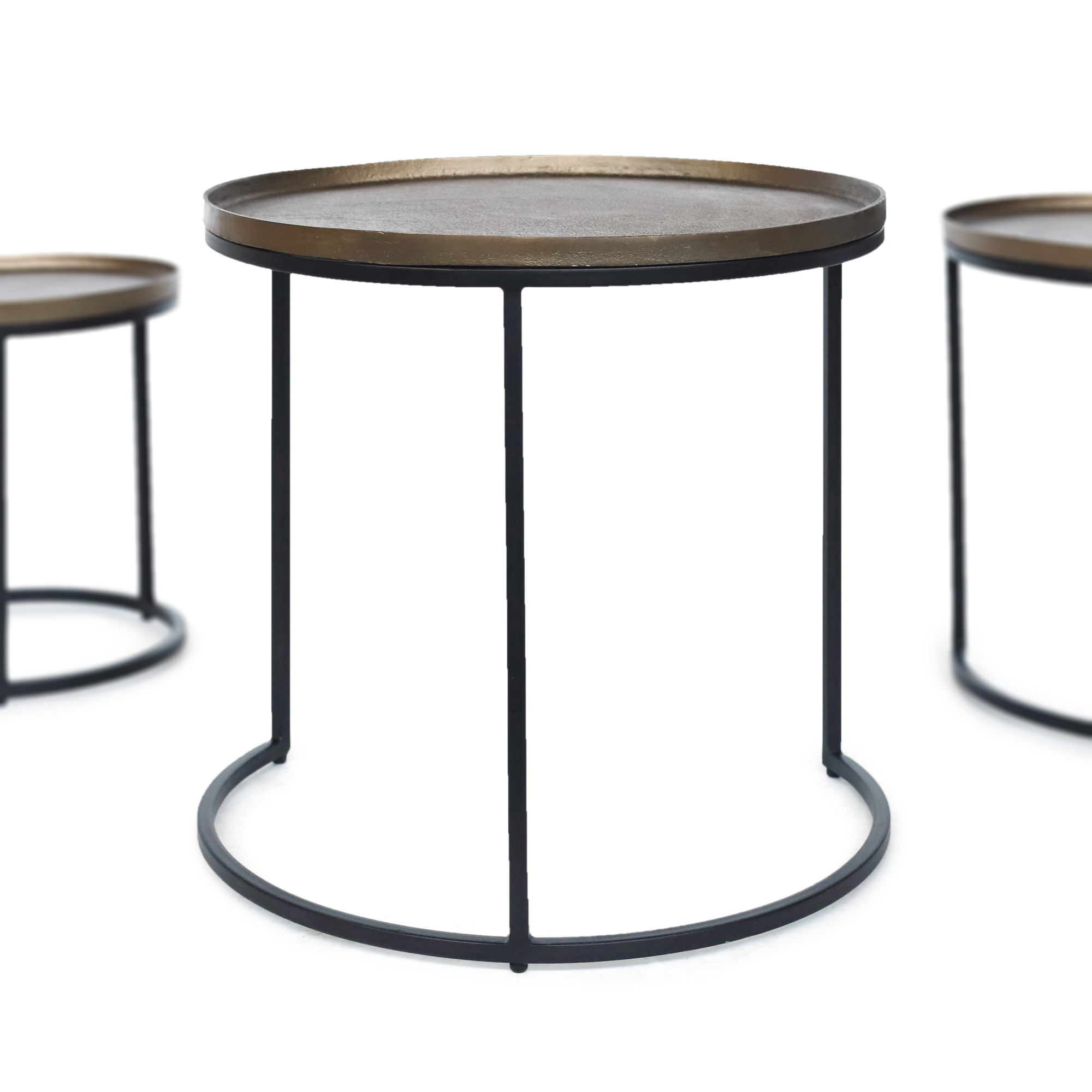 3er-Set Beistelltisch 'Lucia', gold, schwarz von fischer's lagerhaus