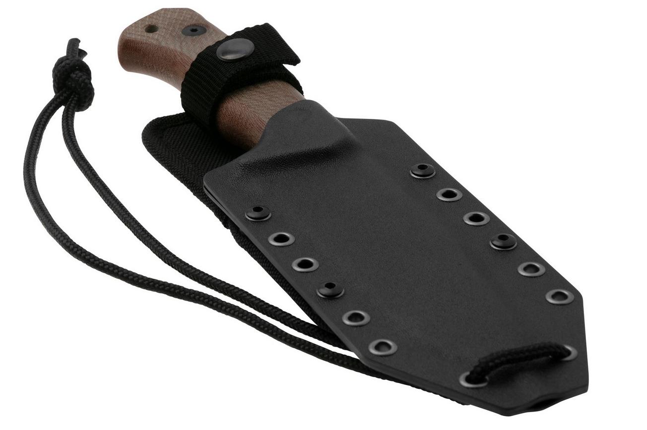 LionSteel T6 Old Black, Natural Canvas Micarta T6B-CVN vaststaand mes