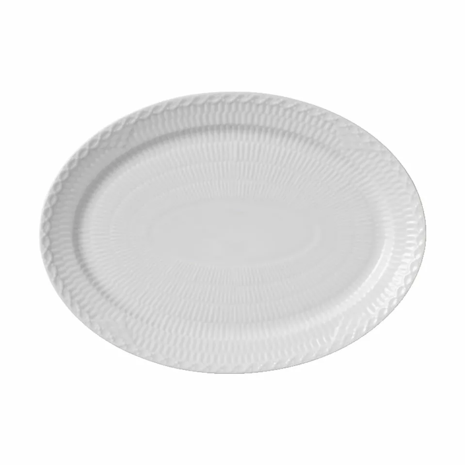 Royal Copenhagen Hvid Halvblonde Oval Tallerken