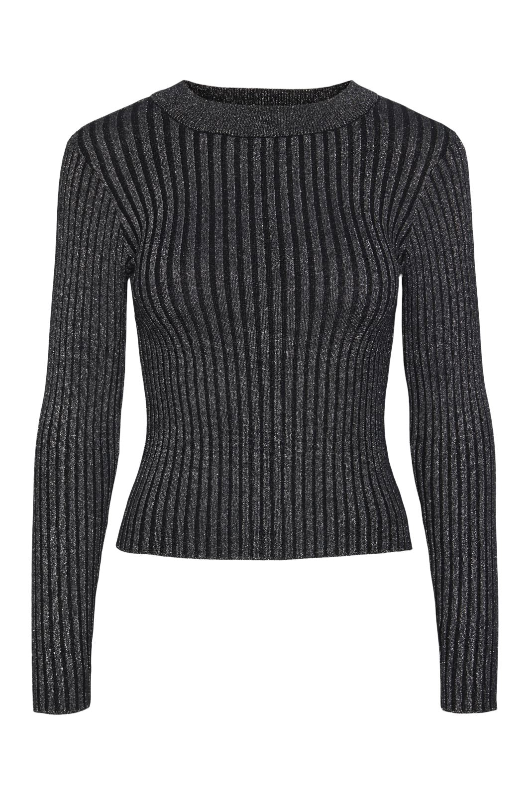 Pieces Pccrista Ls Lurex O-Neck Knit Mm 4546396 black silver lurex