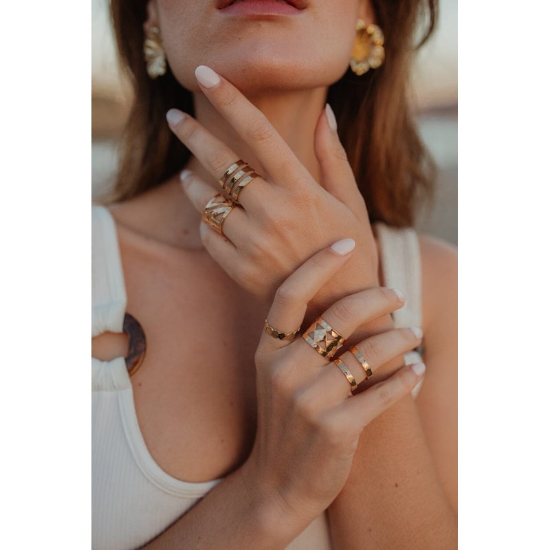 bague martelée plaqué or - ENZO