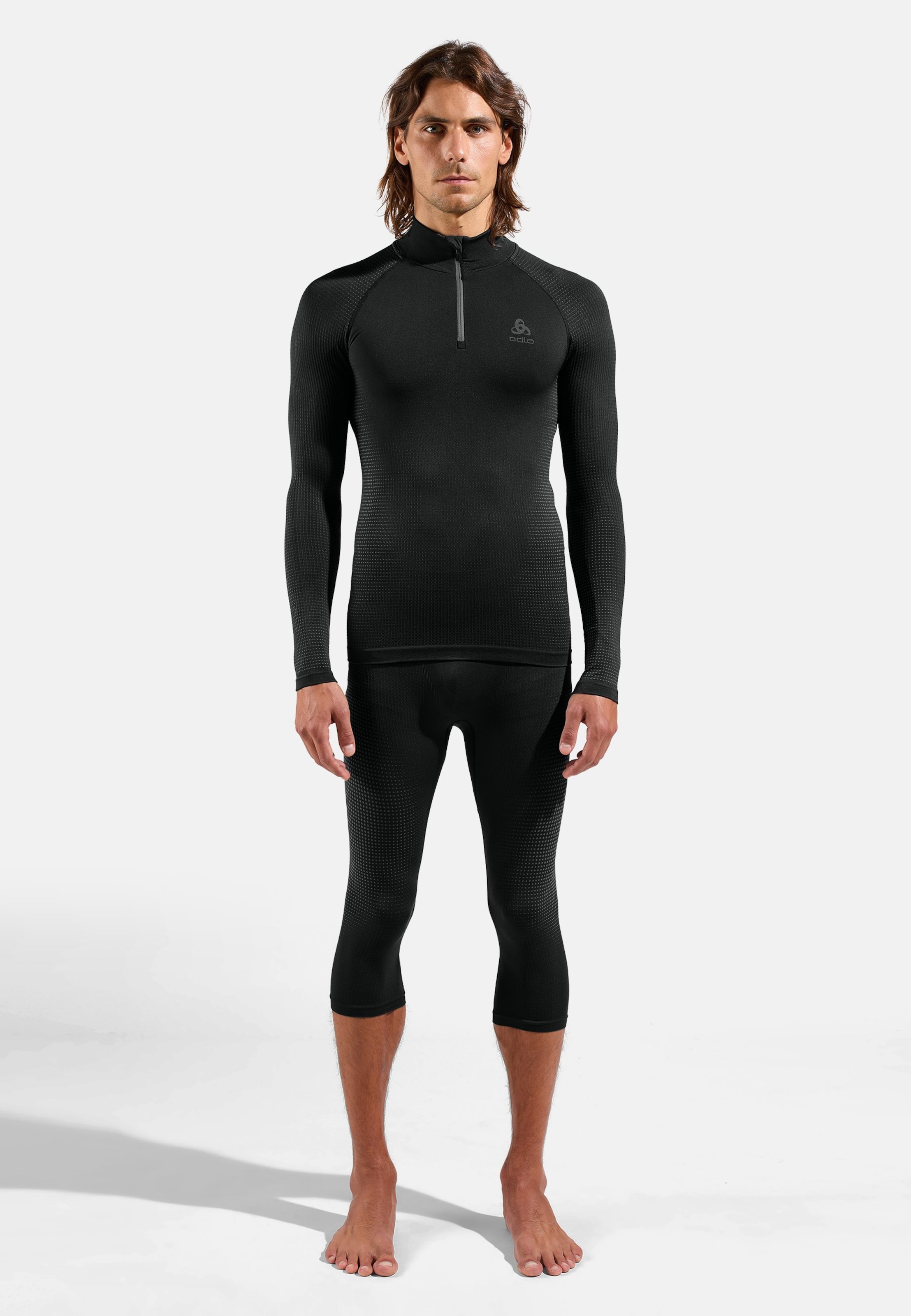 Performance Warm Base Layer Half Zip in black - odlo graphite grey