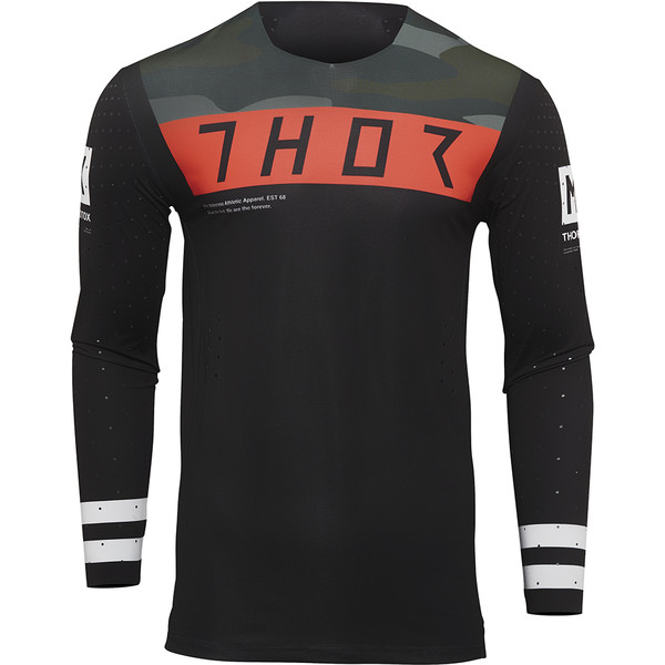 Thor Motocross - Maillot Prime Status Noir / Camouflage Vert / Orange