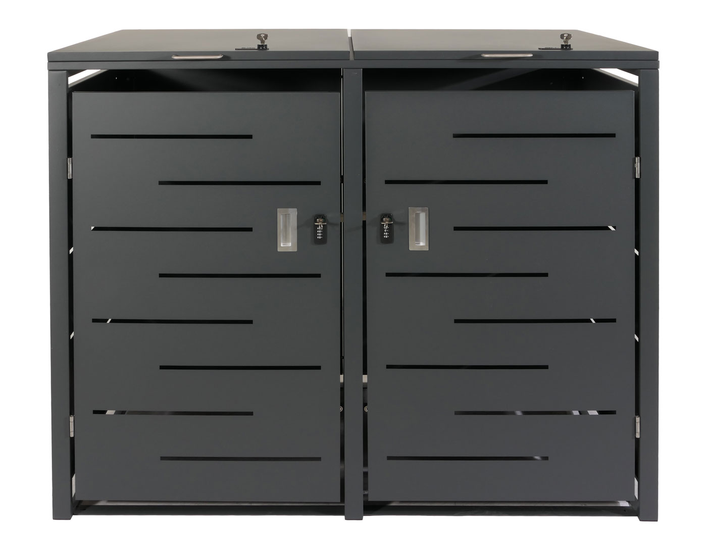 XL 2er-/4er-Mülltonnenverkleidung MCW-E83, Mülltonnenbox, erweiterbar 116x141x98cm ~ anthrazit, Stahl 62kg