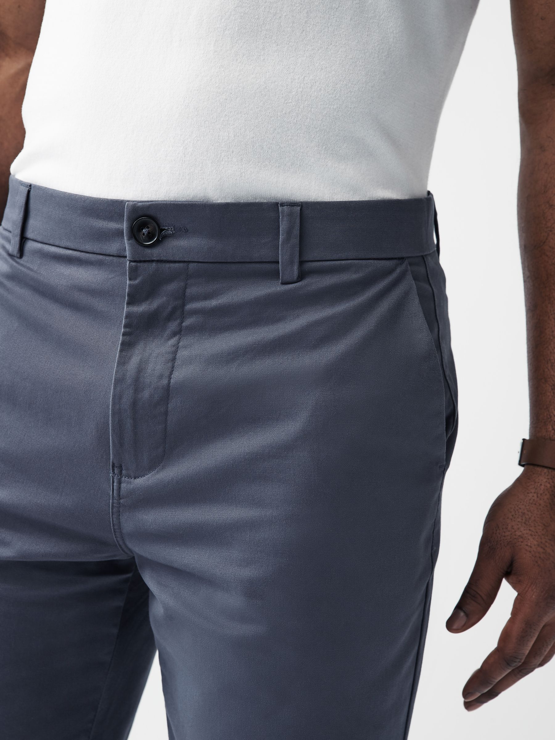 Normaal blauw - Slim Fit - Chinoshort met stretch