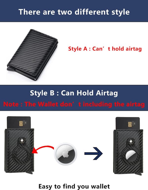 Lommebok med Airtag holder Carbon RFID Kortholder 5 kort
