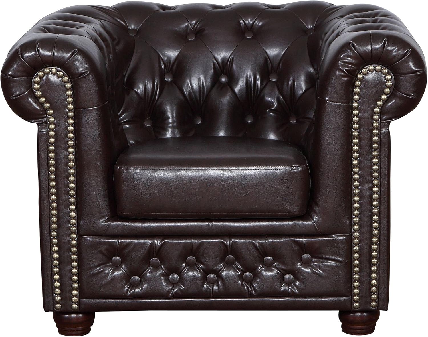 Chesterfield Sessel 1 Sitzer in Kunstleder Vintage braun Couch Polstersofa Sofa