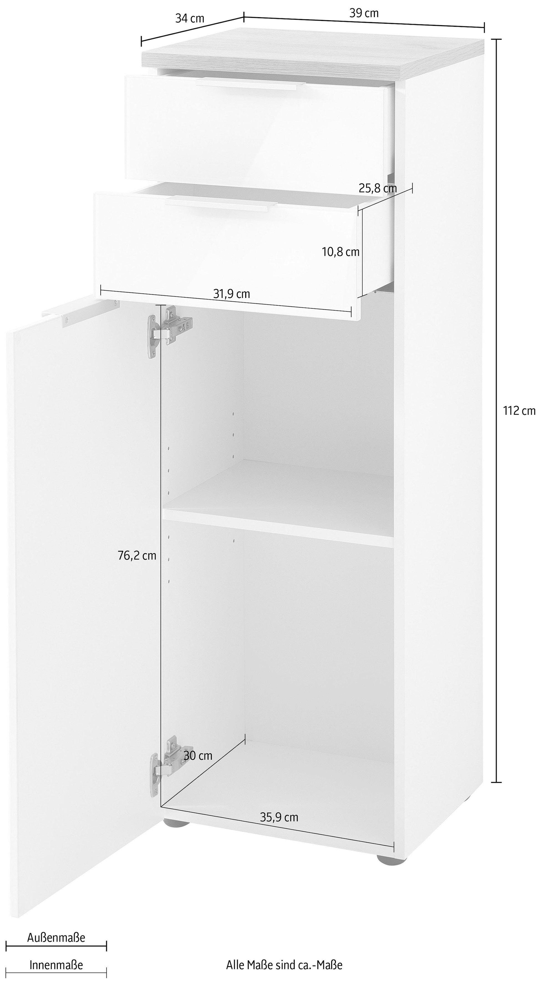 GERMANIA Midischrank »Pescara« Front mit Glasauflage