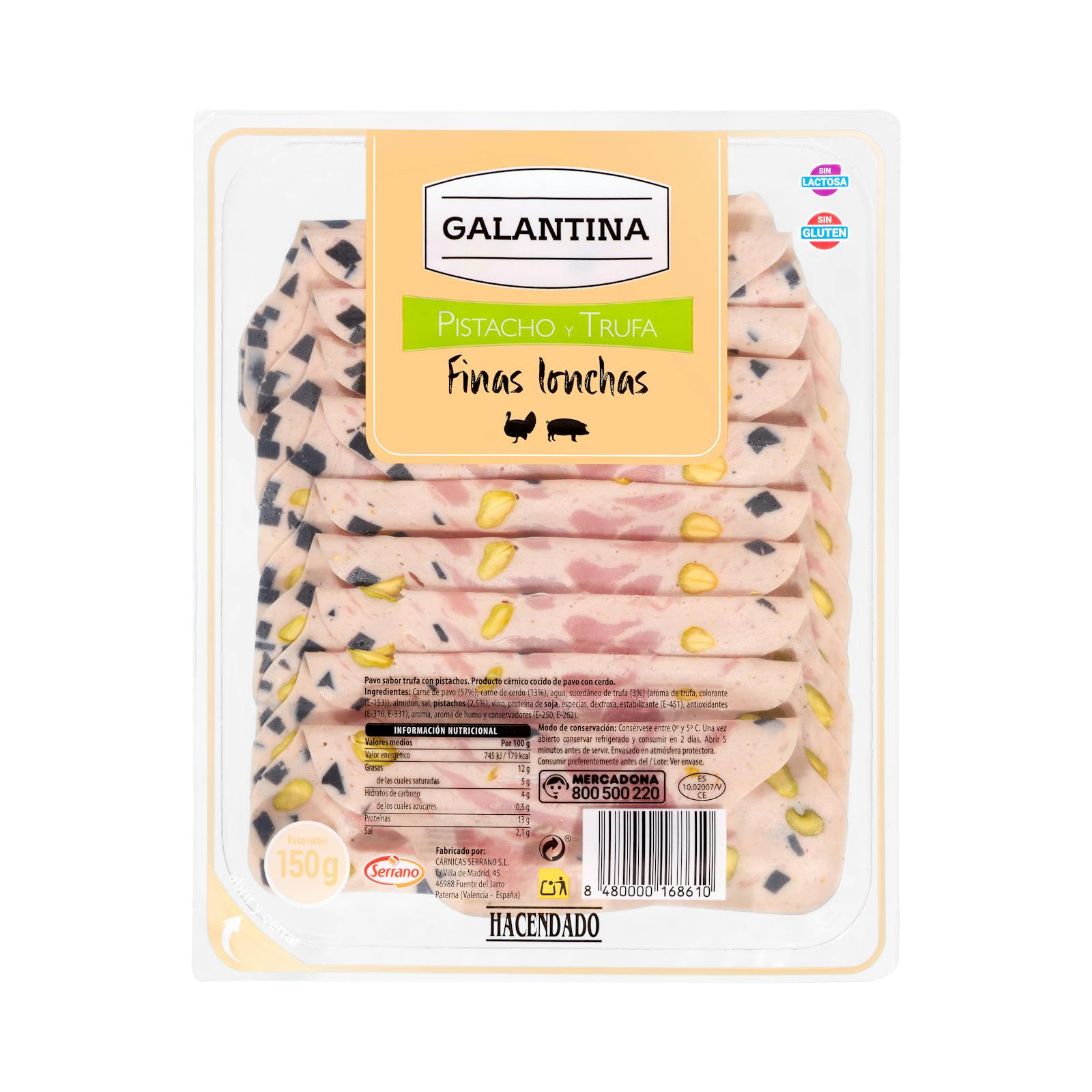 Galantine à la pistache et truffe Hacendado, fines tranches