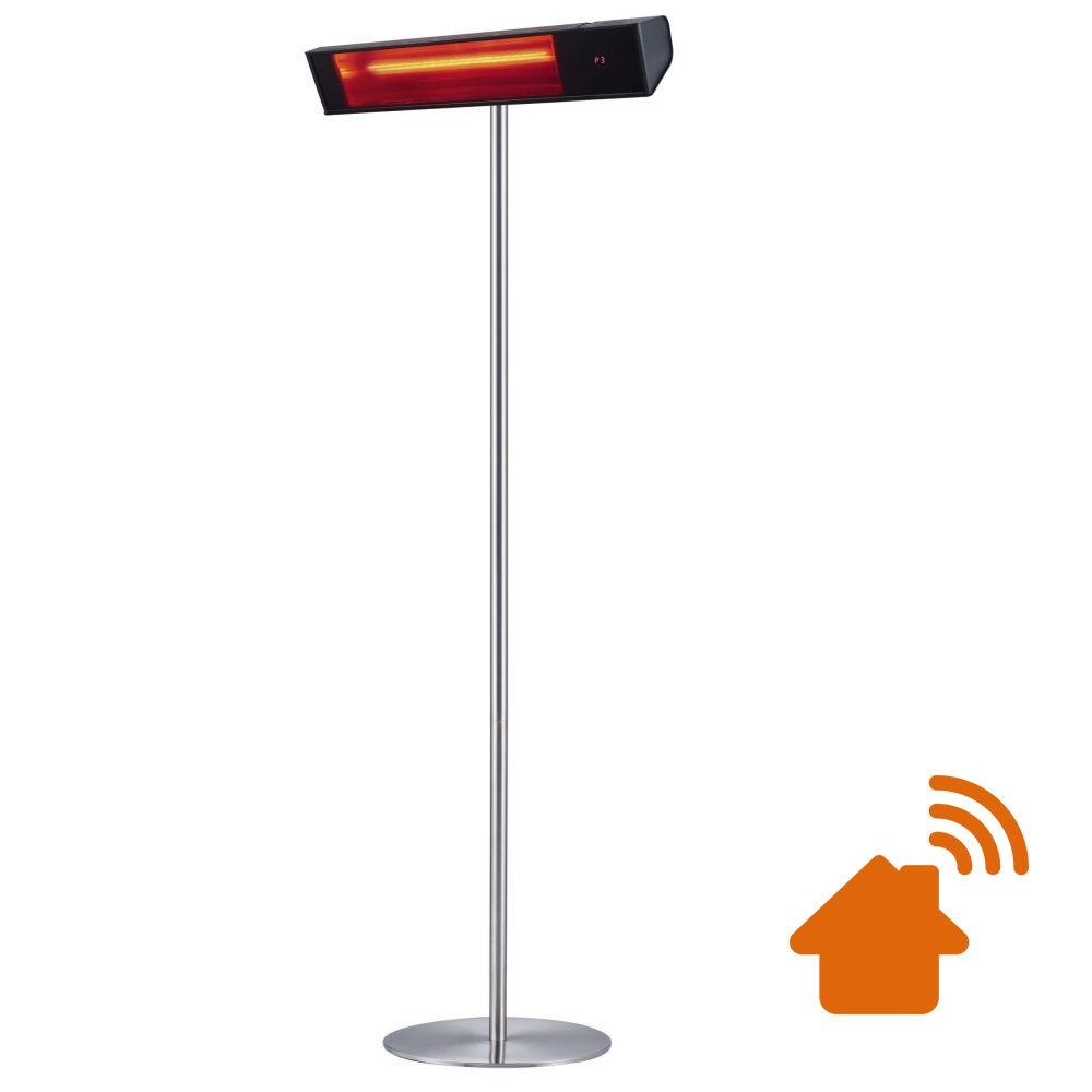Radiateur infrarouge wifi avec pôle 2000w verre noir chaud sined