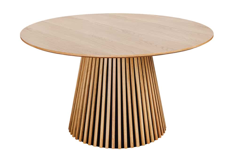 Runder Esstisch VALHALLA WOOD 140cm natur Eichenholz Säulenfuß