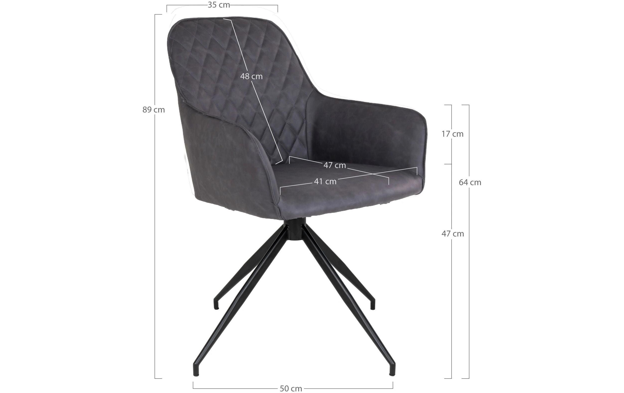 Stuhl Harbo 62 x 56 x 89, Dunkelgrau/Schwarz, 1 Stück<br>Esszimmerstuhl mit Armlehnen und mit Drehgelenk
