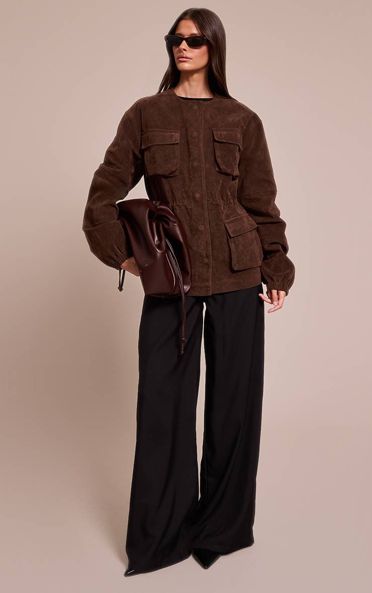 Chocolat Veste Structurée En Synthétique Avec Poches Détaillées Et Taille Ajustable