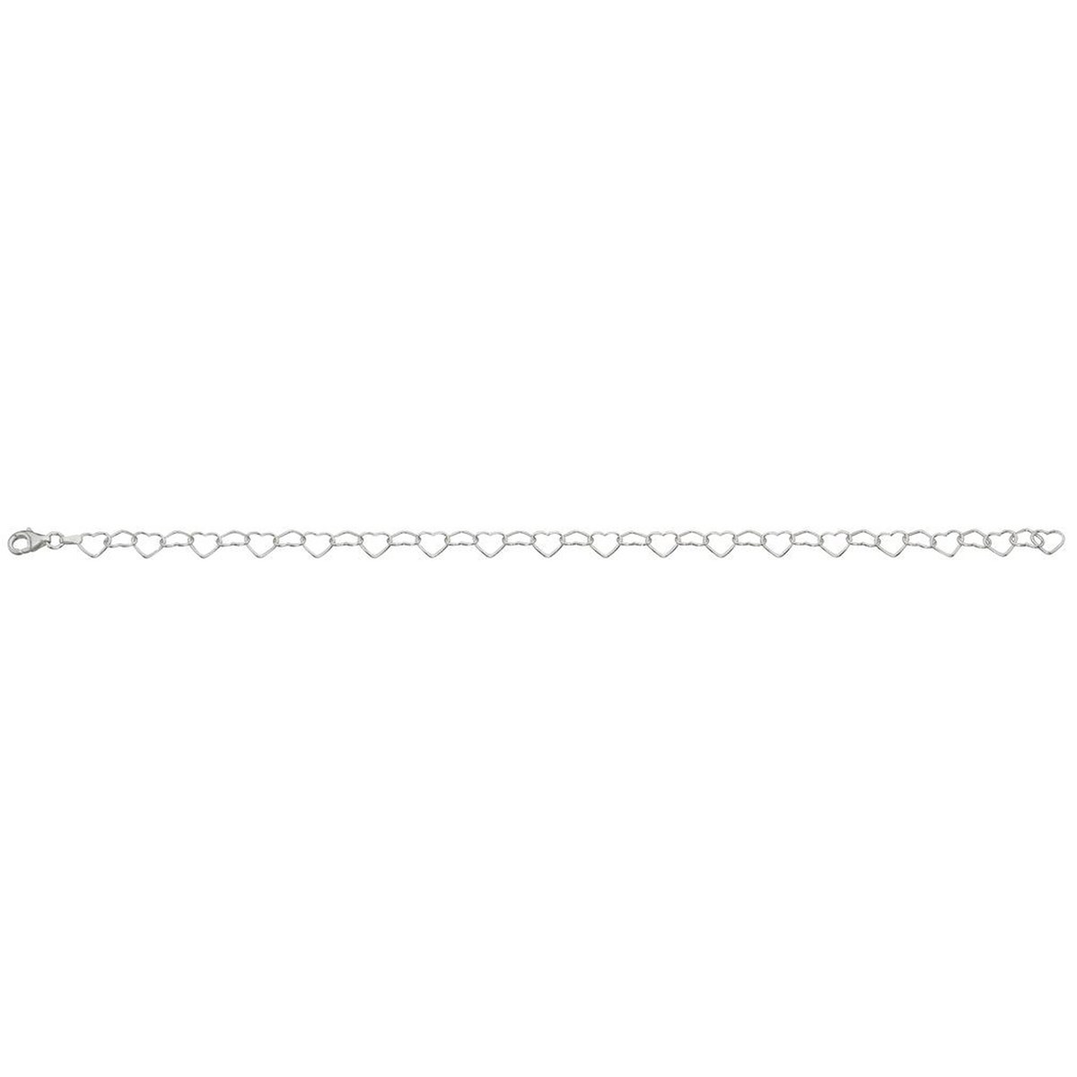 Chaine Cheville coeurs en argent 925/1000