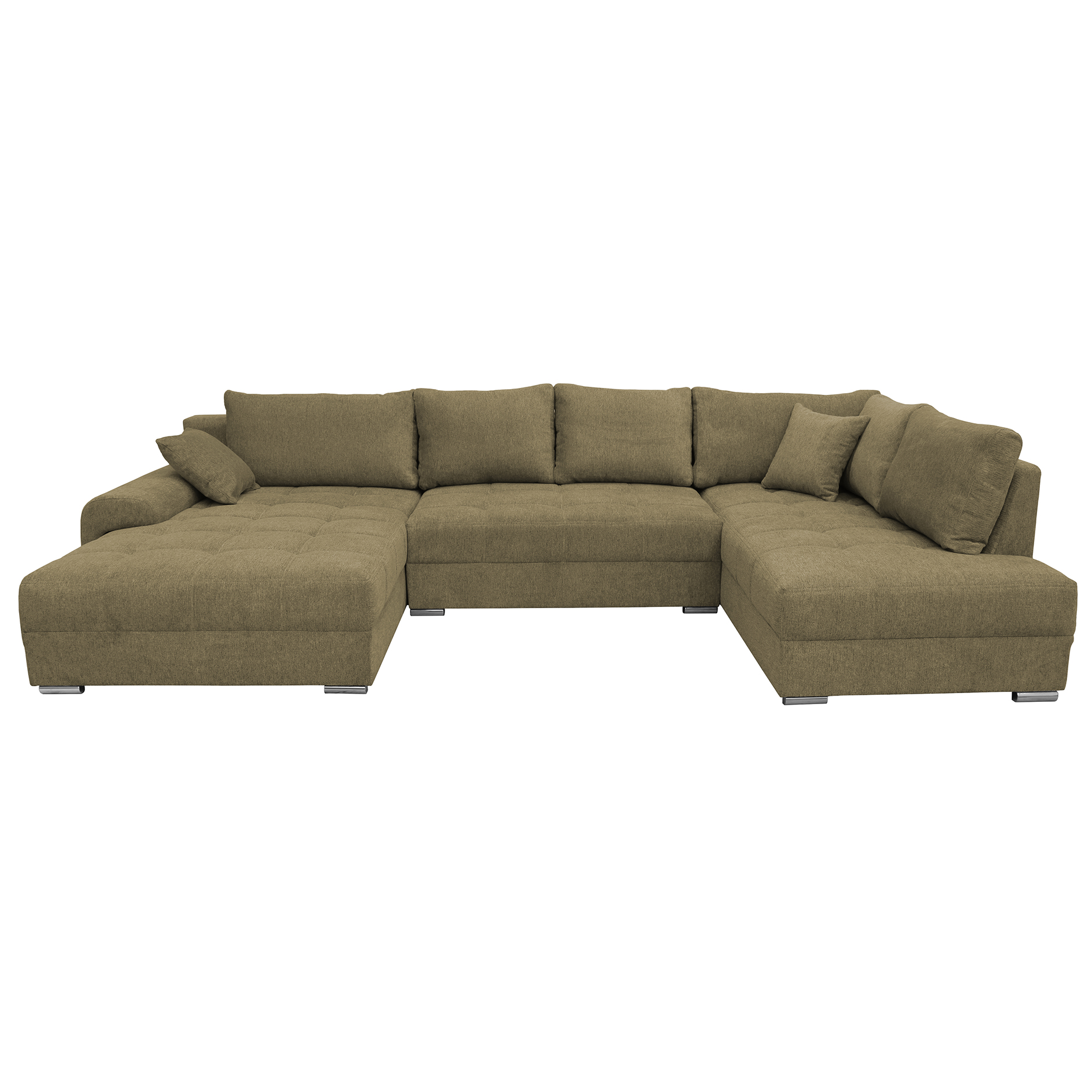 Wohnlandschaft - olive - Liegefunktion und Staukasten - Recamiere links