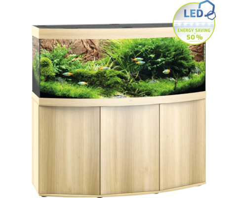 JUWEL Vision 450 SBX aquariumcombinatie met ledverlichting, verwarming, filter en lichthouten kast inclusief starterset met omgekeerde osmose-installatie, Easy Life verzorgingsset, tropische voeding, grind, Deponit Mix, digitale thermometer, grindzui