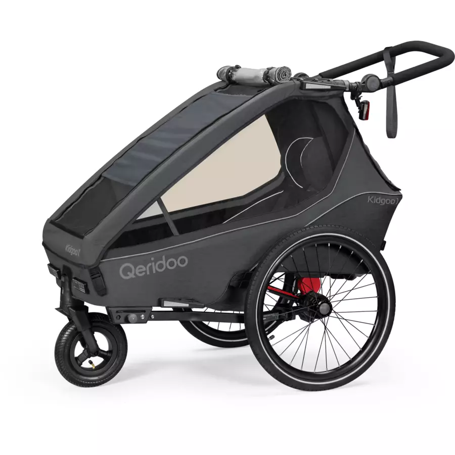 Qeridoo® Kinderfahrradanhänger Kidgoo1 Steel Grey Kollektion 2023