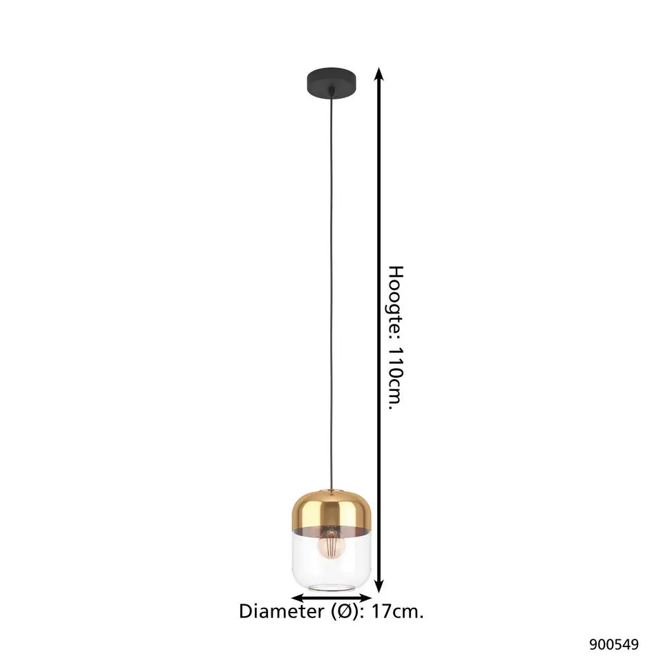 EGLOMaryvillaHanglamp-E27-Ø17cm-Goud/Zwart