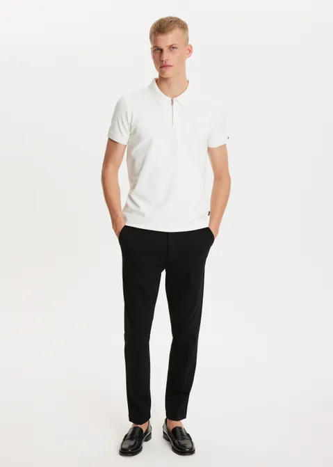 Polo met rits en logo off-white (WIT.O)