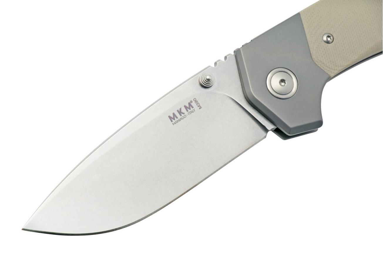 MKM Hero Stonewashed, Tan G10, Titanium Bolsters, zakmes