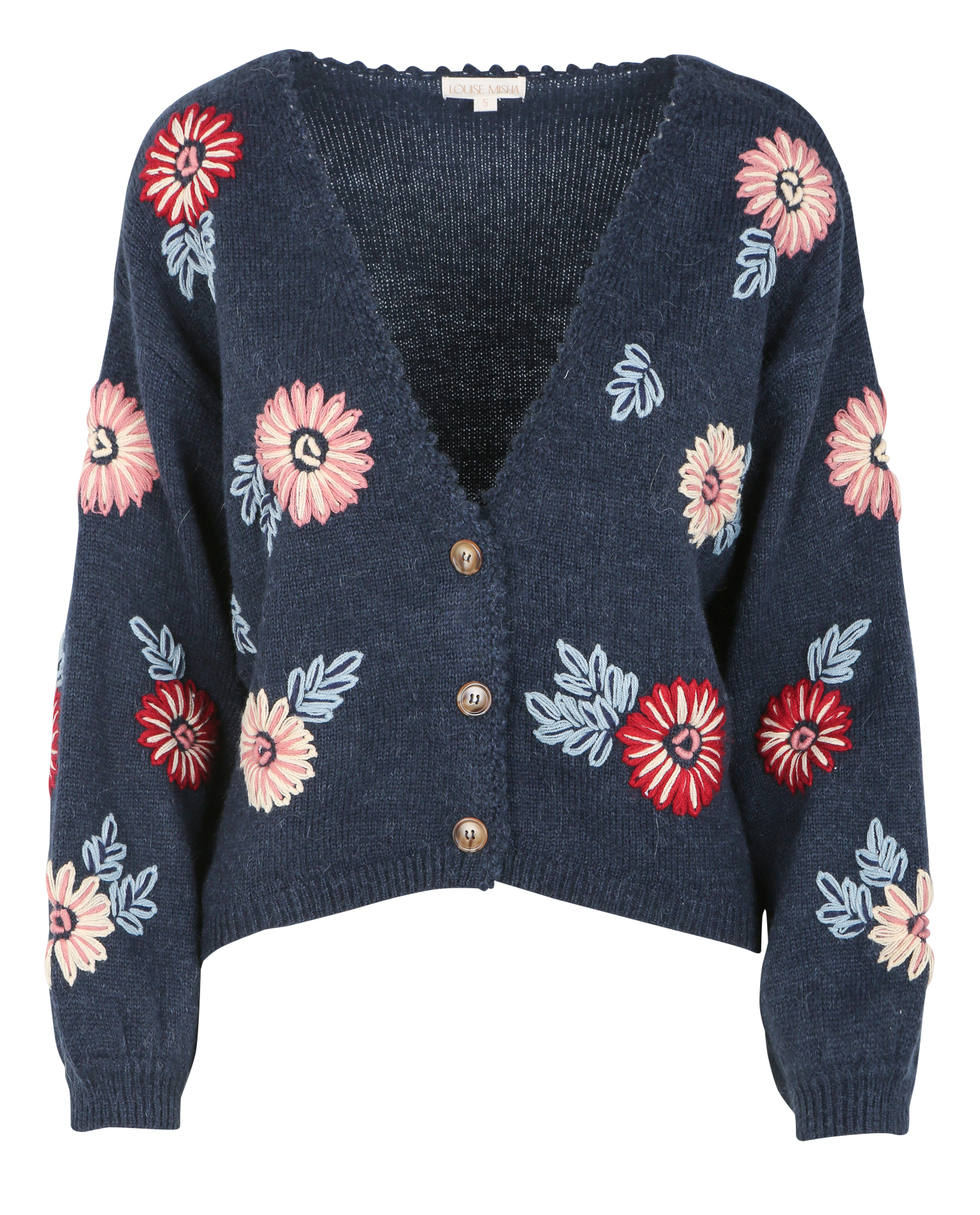 LUMIA - Cardigan col Và motif floral | Bleu
