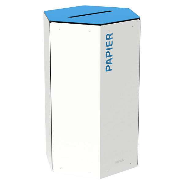 ROSSIGNOL Corbeille de tri selectif 50 L - sans serrure - hexatri - tri papier - blanc / bleu ciel