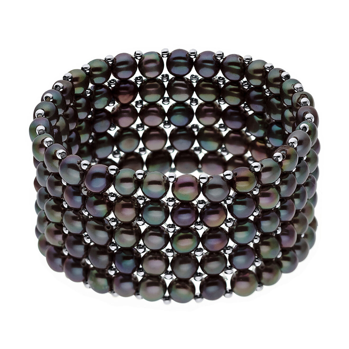 Pearl Addict Bracelet Louise 5 rangs Perles d'Eau Douce noires