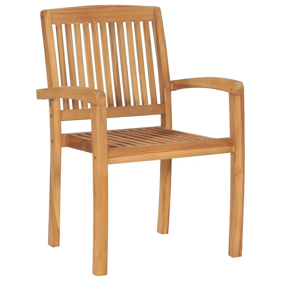 vidaXL - Stapelstoelen - Kussens - Grijs - Hout - 4 stuks