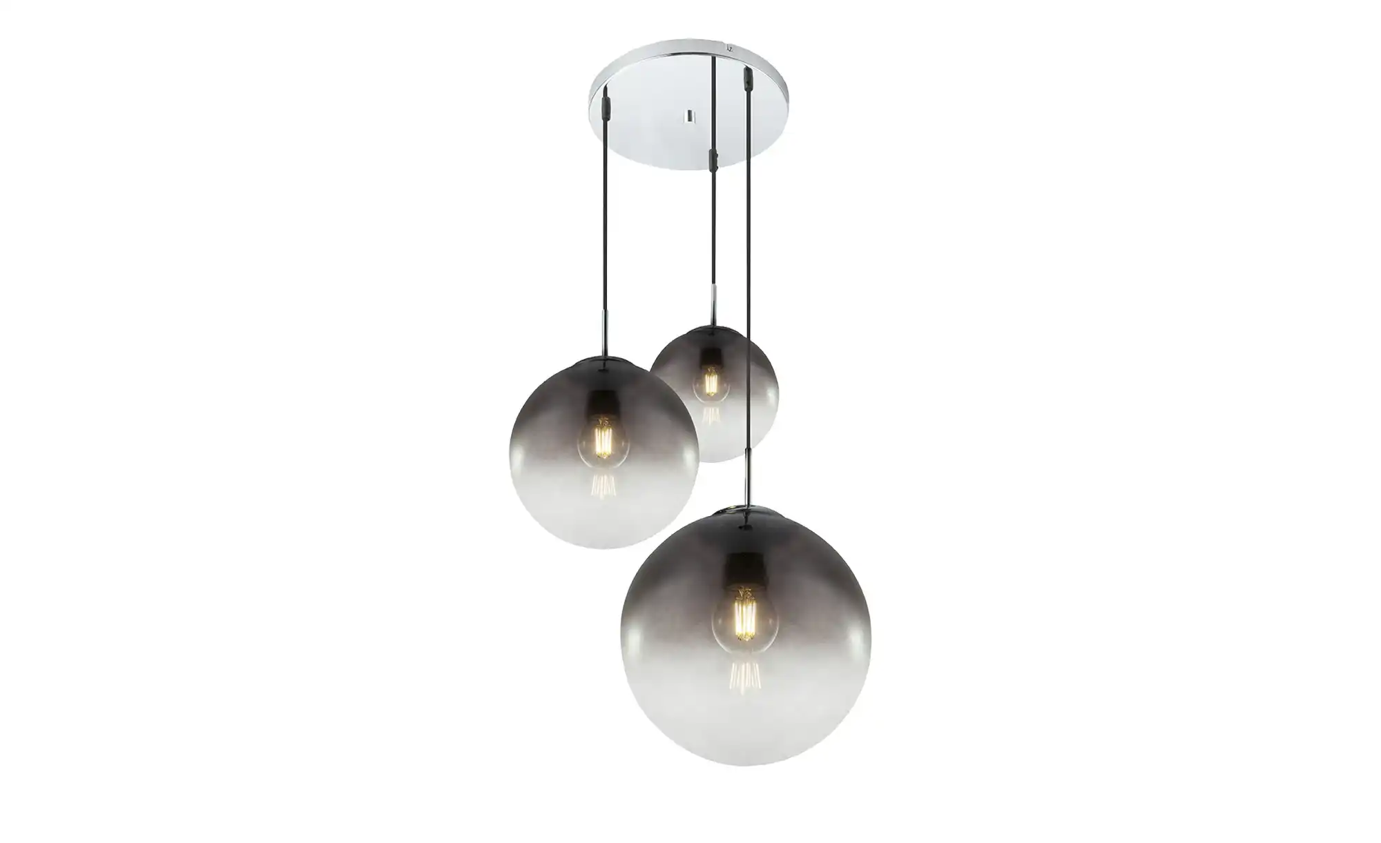 Pendelleuchte, 3-flammig, Rauchglas-Kugeln